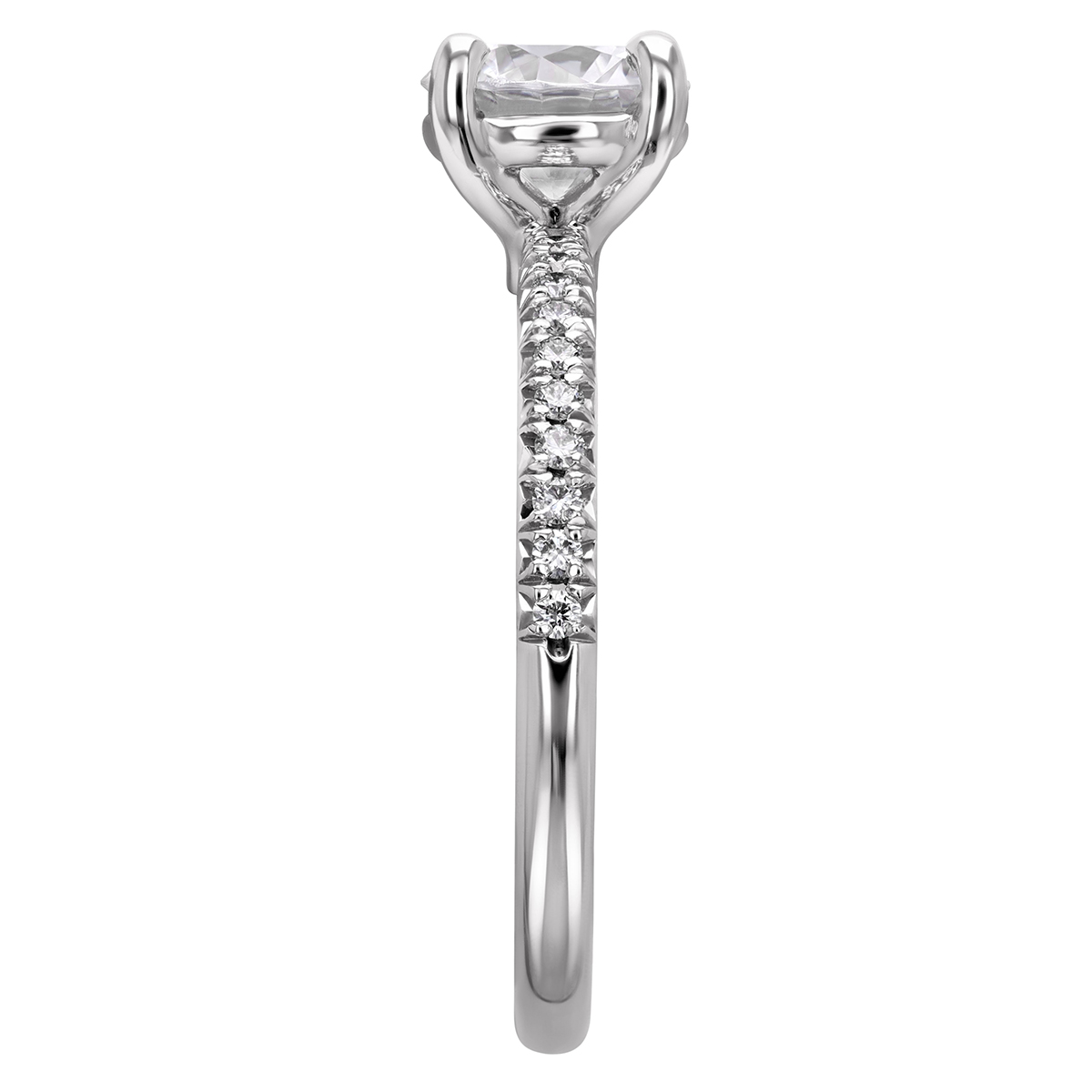 18K Gold Diamond Side Stone Engagement Ring Setting, 0.13 cttw