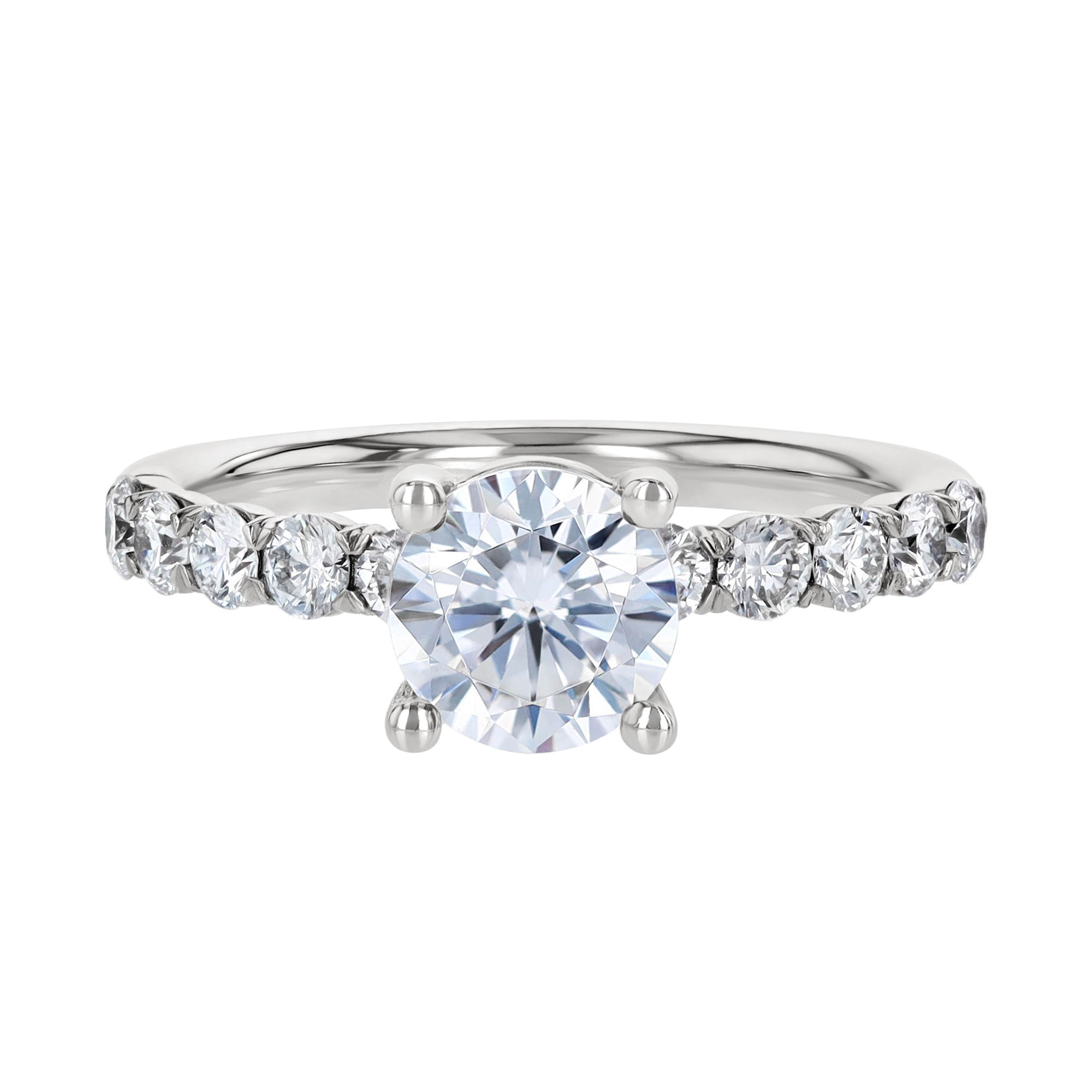 18K Gold Diamond V Prong Engagement Ring Setting