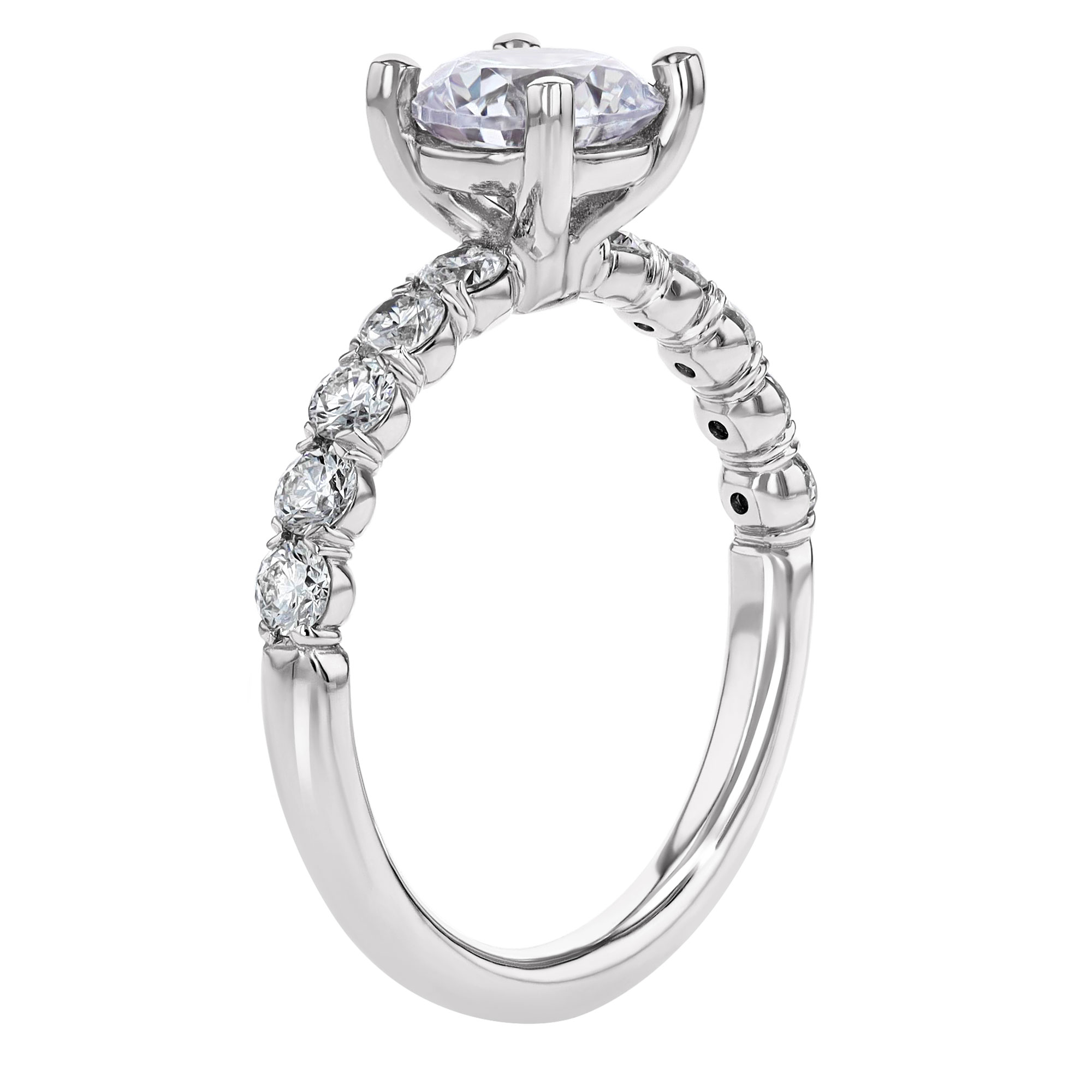 18K Gold Diamond V Prong Engagement Ring Setting