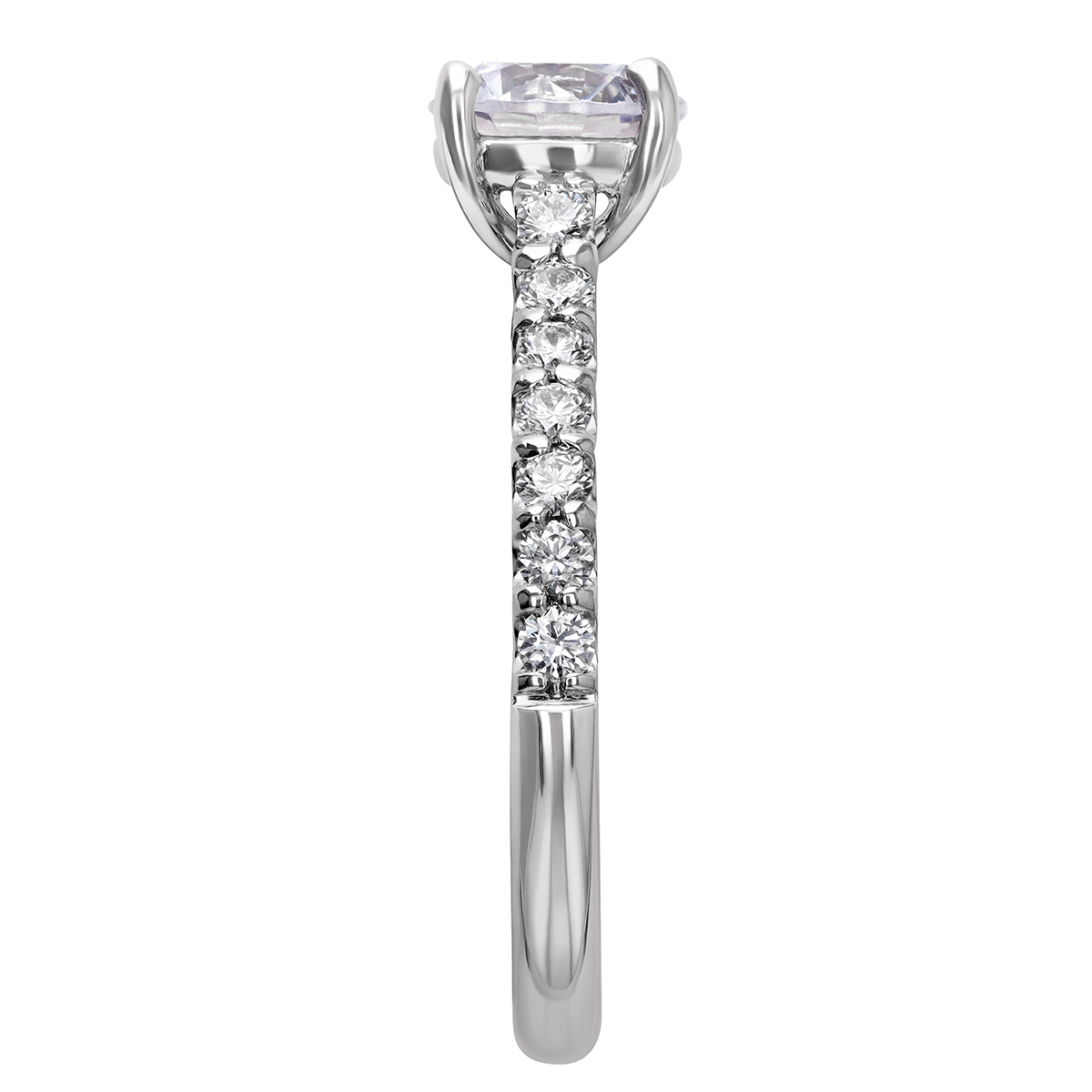 18K Gold Diamond Side Stone Cathedral Engagement Ring Setting