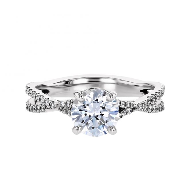 18K Gold Diamond Criss Cross Shank Engagement Ring Setting