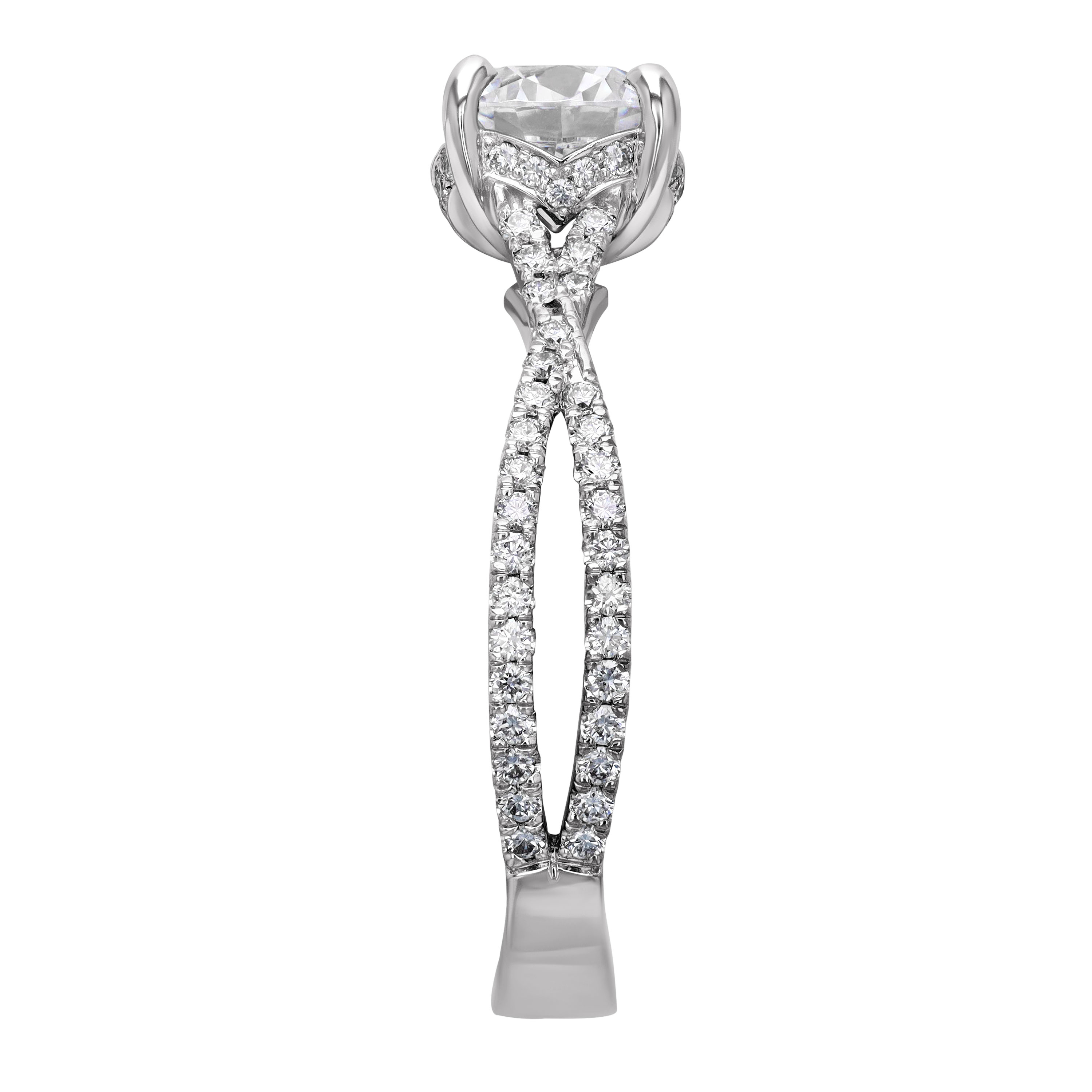 18K Gold Diamond Criss Cross Shank Engagement Ring Setting