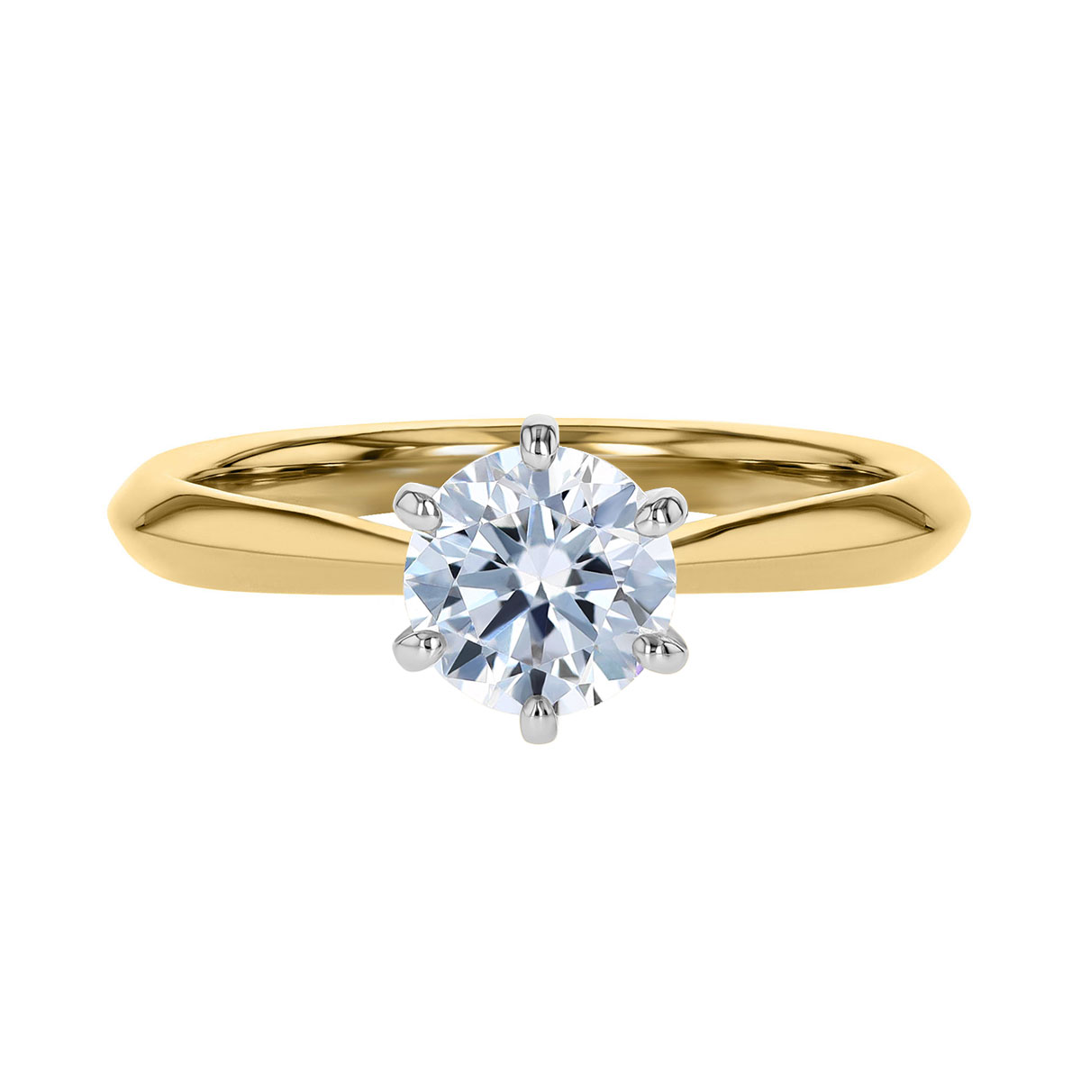 18K Gold Solitaire 6 Prong Engagement Ring Setting