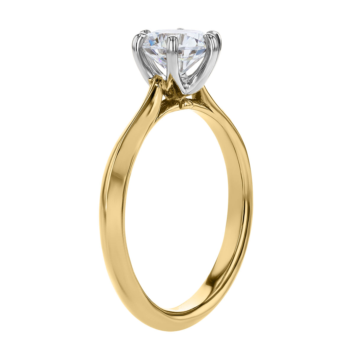 18K Gold Solitaire 6 Prong Engagement Ring Setting