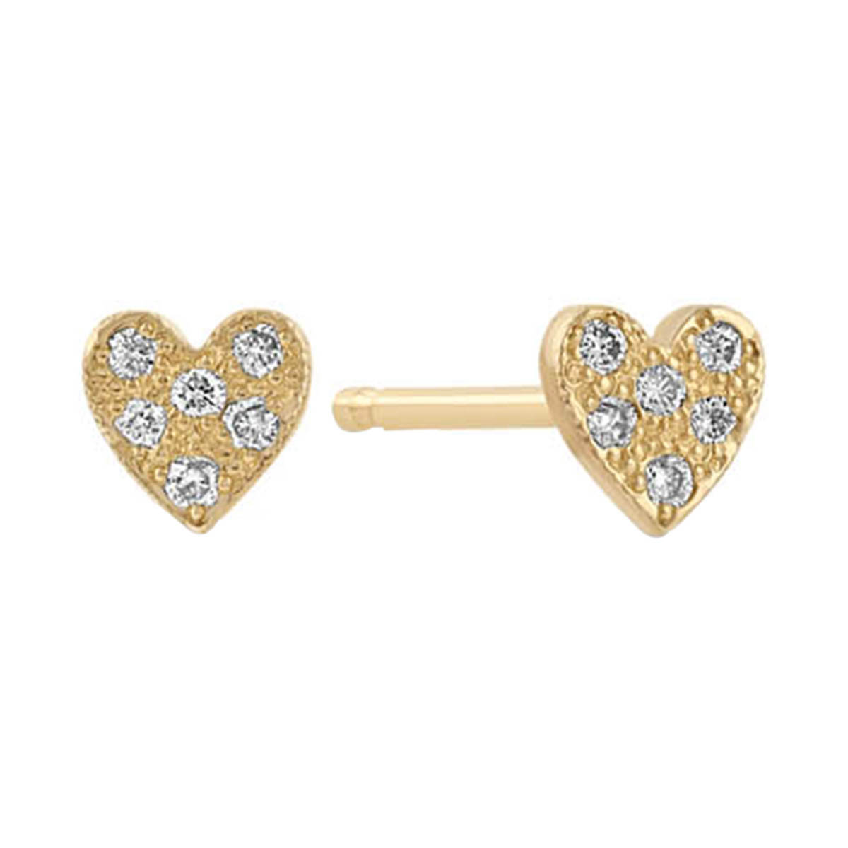 Zoe Chicco Itty Bitty Pavé Diamond Heart Stud Earrings in Yellow Gold