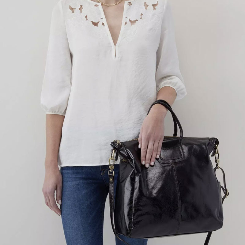 HOBO Sheila Large Satchel, Black Vintage Hide