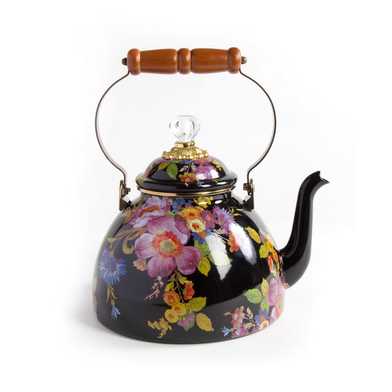 MacKenzie-Childs Flower Market 3qt Tea Kettle, Black