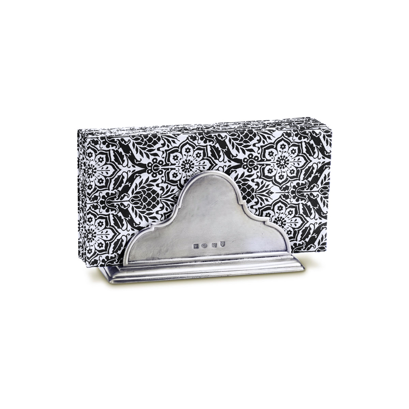 Match Pewter Napkin Holder with Dinner Napkin