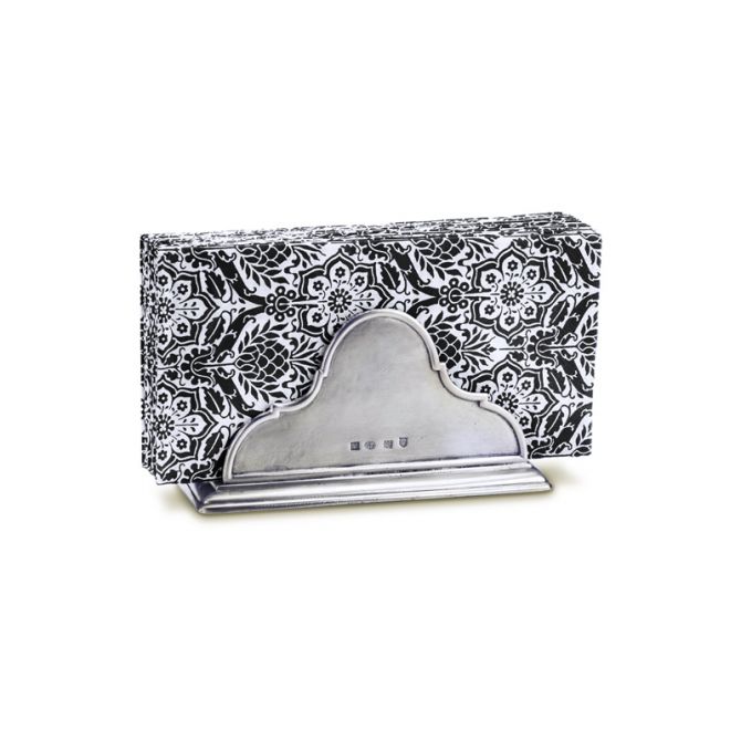 Match Pewter Napkin Holder with Dinner Napkin