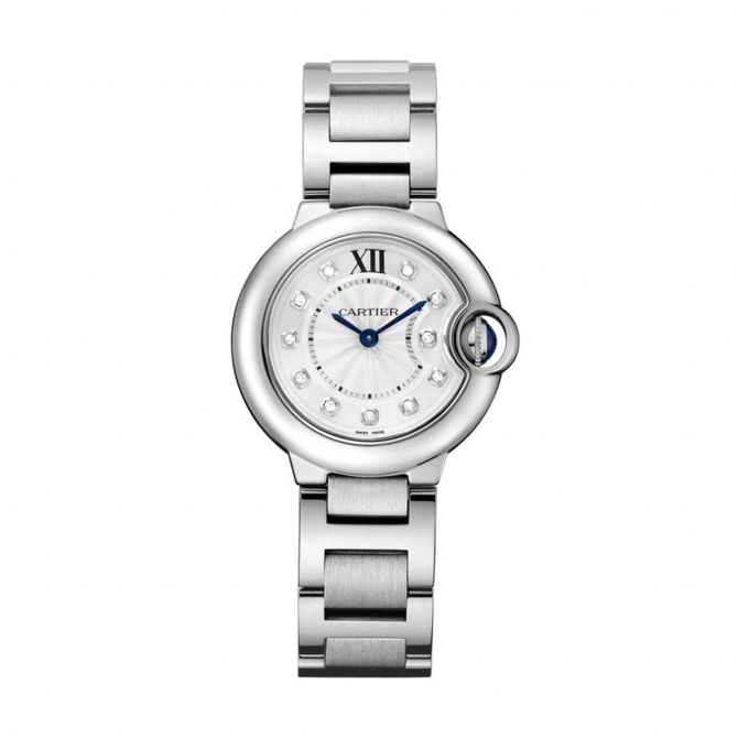Cartier Ballon Bleu 28mm Steel and Diamond Watch