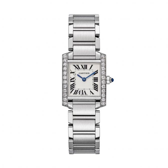 Cartier Tank Francaise Small 25mm Watch, Diamond and Silvered Dial