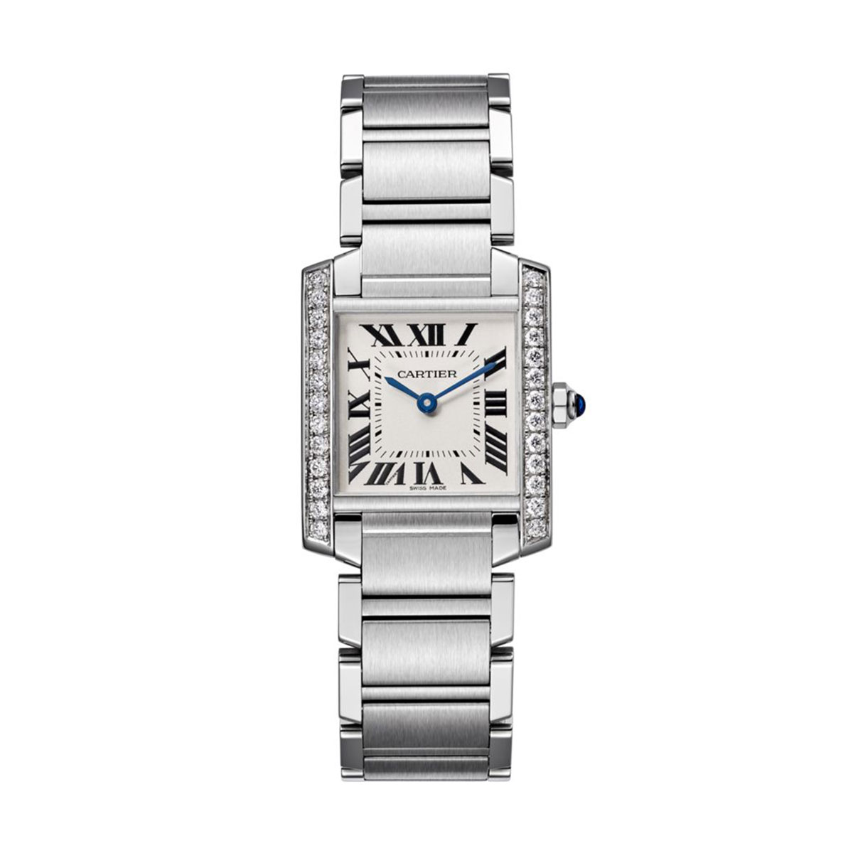 Cartier Tank FranÃ§aise 30mm Medium Watch, Diamond and Silvered Dial
