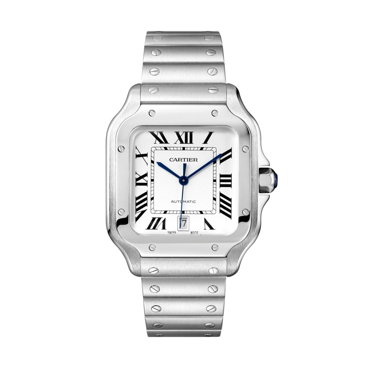 Cartier Santos de Cartier 39.8mm Large Watch, Silvered Opaline Dial ...