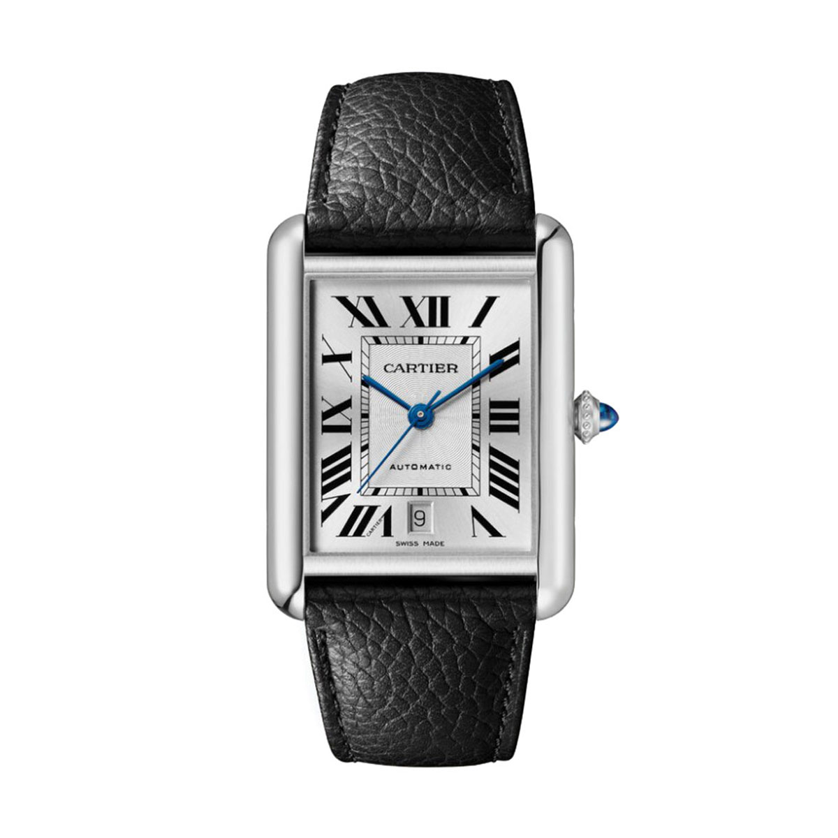 Cartier Tank Must 41mm Extra Large Watch, Black Grained Calfskin Strap