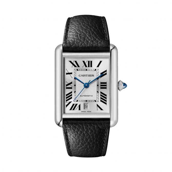 Cartier Tank Must 41mm Extra Large Watch, Black Grained Calfskin Strap