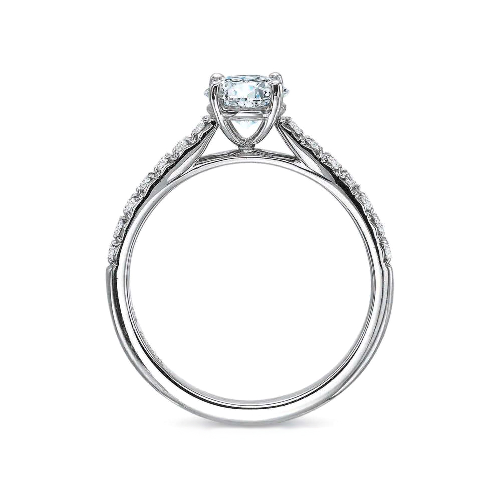 Platinum French Pavé Diamond Side Stone Engagement Ring Setting