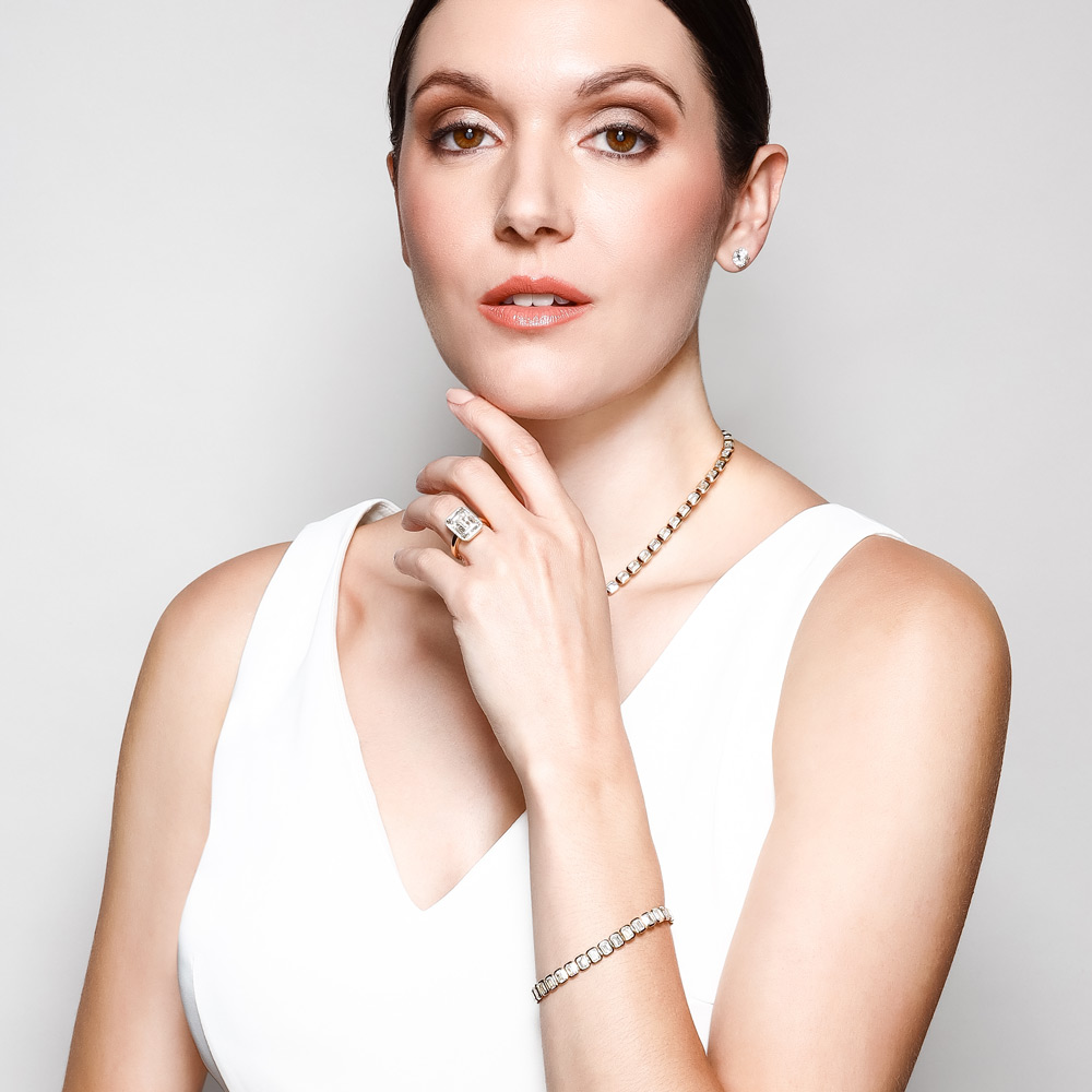 Rahaminov Emerald Cut Diamond Halo Engagement Ring in Yellow Gold