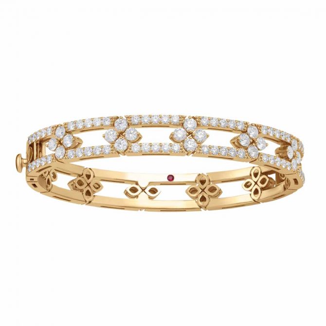 Roberto Coin Love in Verona Diamond Pavé Bangle in Yellow Gold
