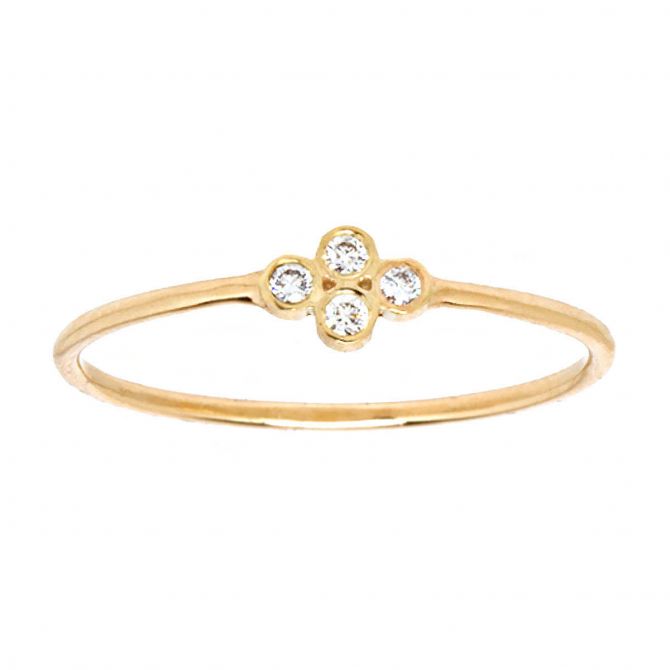 Zoe Chicco Tiny Diamond Bezel Set Quartet Ring in Yellow Gold