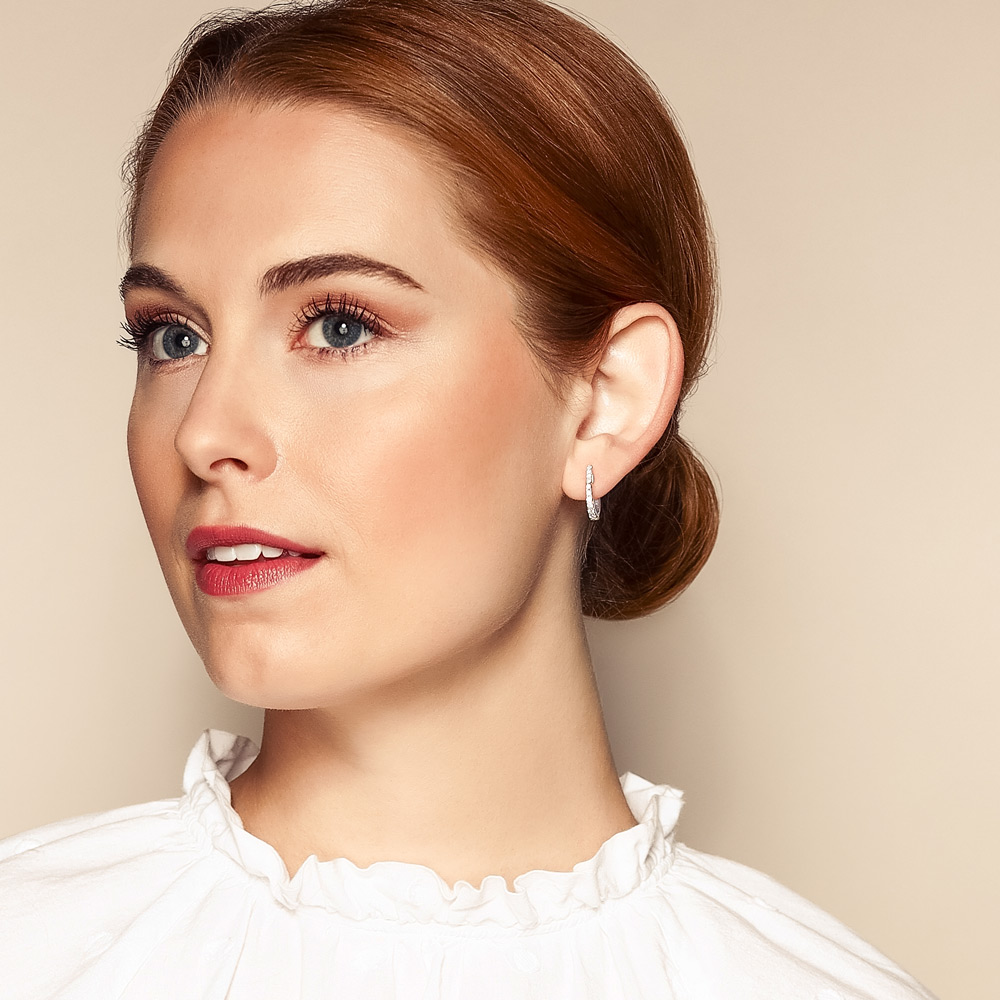 Diamond Hoop Earrings in White Gold, 0.62 cttw