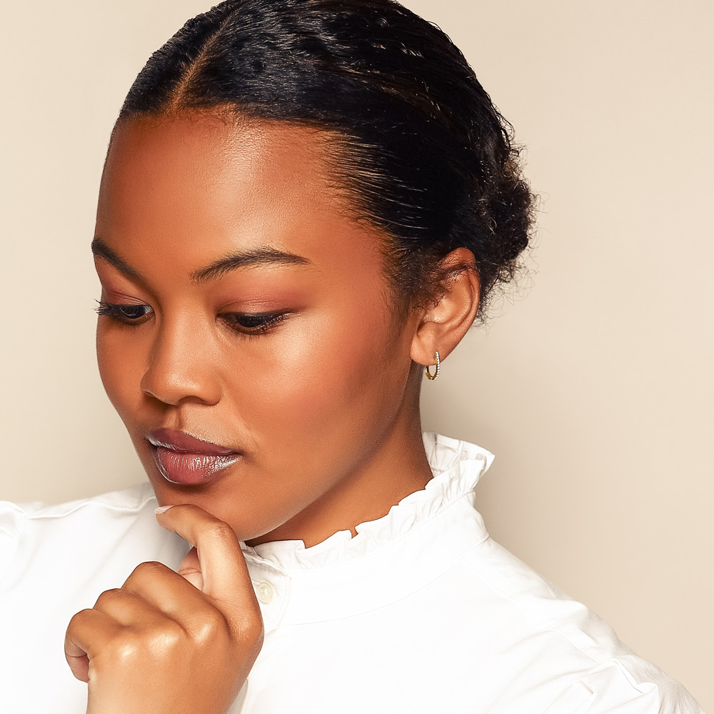 Diamond Hoop Earrings in Yellow Gold, 0.09 cttw