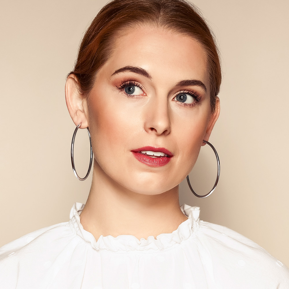 White Gold Endless Hoop Earrings, 70 mm