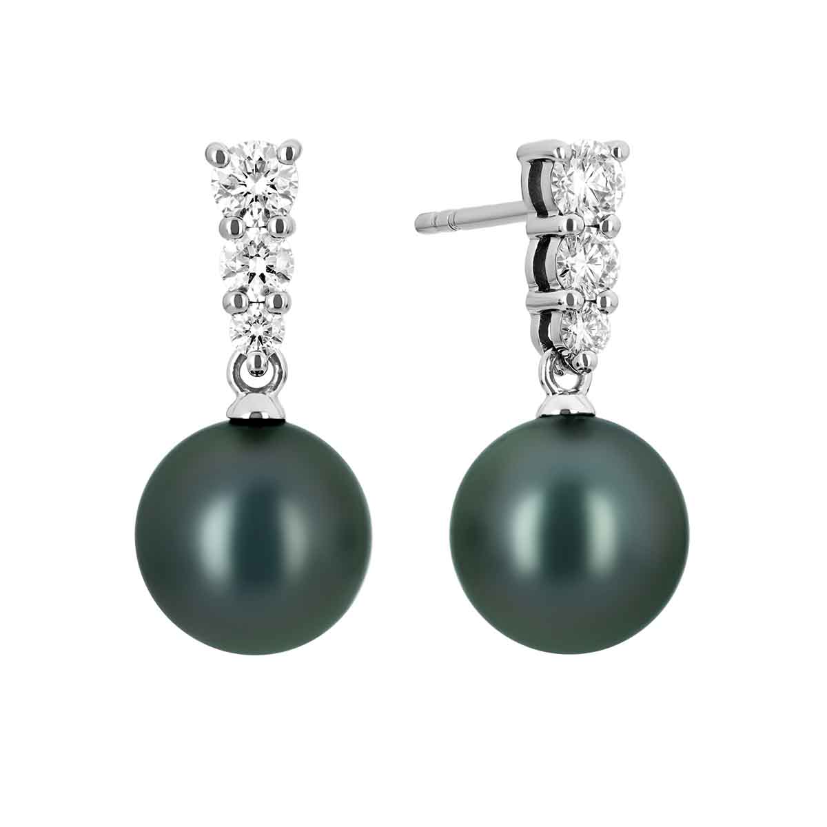 Mikimoto Morning Dew Tahitian South Sea Cultured Pearl & Diamond Drop Earrings