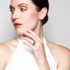 Omi Prive Cobalt Spinel, Hauyne & Diamond Halo Ring in Platinum