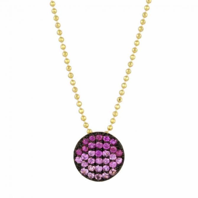 Phillips House Blush Mini Infinity Sapphire Disc Necklace in Yellow Gold, 18"