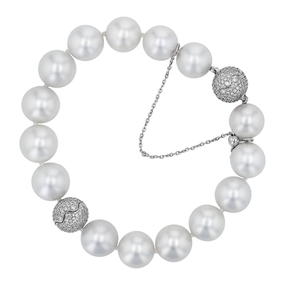 TARA Pearls South Sea Cultured White Pearl & Diamond Bracelet in White Gold, 8