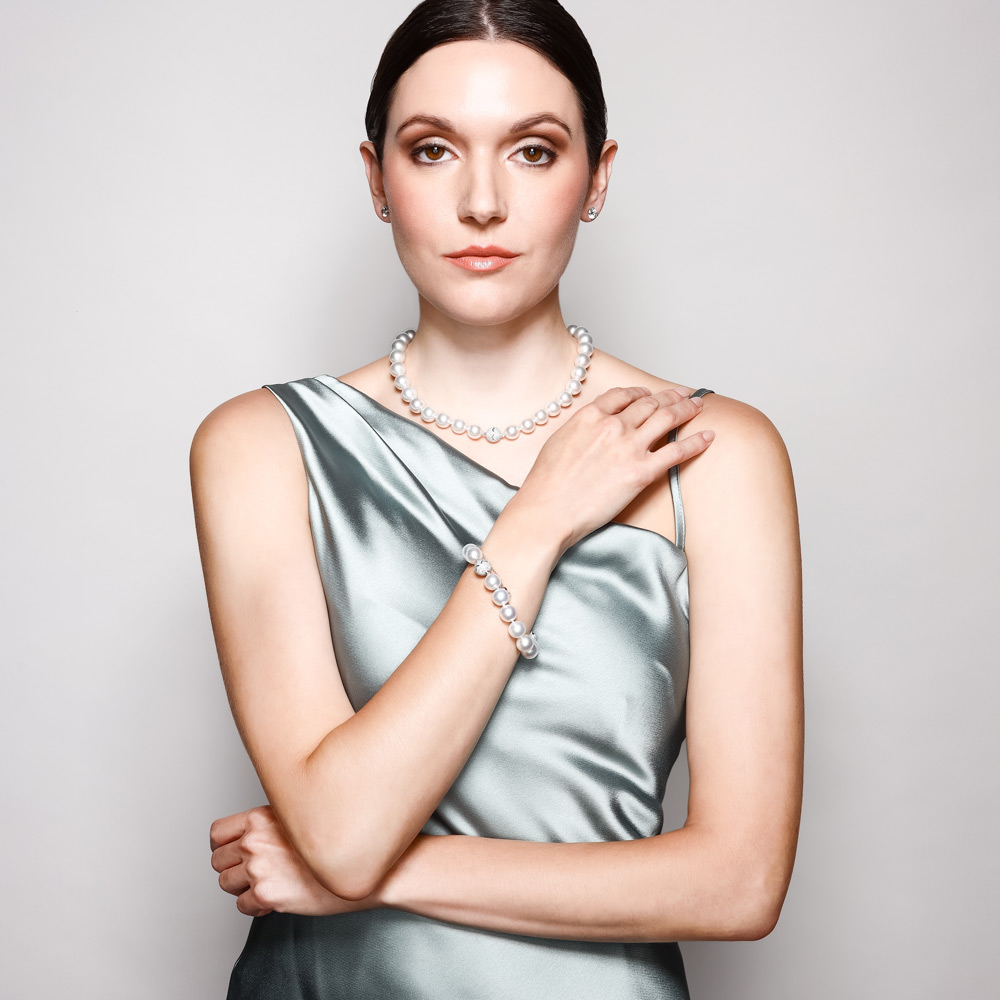 TARA Pearls South Sea Cultured White Pearl & Diamond Bracelet in White Gold, 8