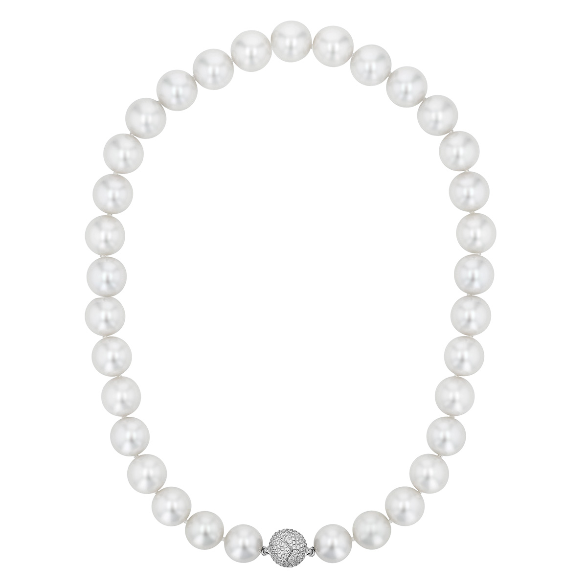 TARA Pearls South Sea Cultured White Pearl & Diamond Necklace in White Gold, 17