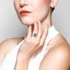 Omi Prive Cushion Demantoid Garnet, Alexandrite, & Diamond Ring in Platinum & Black Rhodium