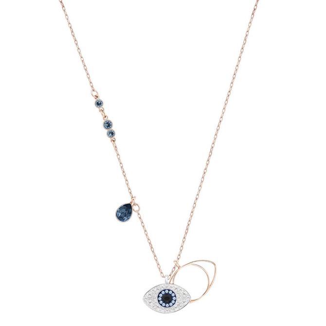 Swarovski Symbolic Evil Eye Pendant Necklace, Blue and Mixed Metal Finish