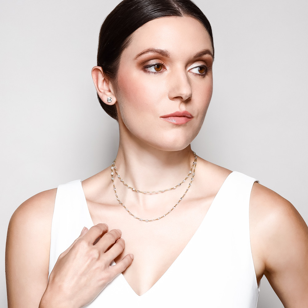 Marquise Diamond Station Necklace in Yellow Gold, 30