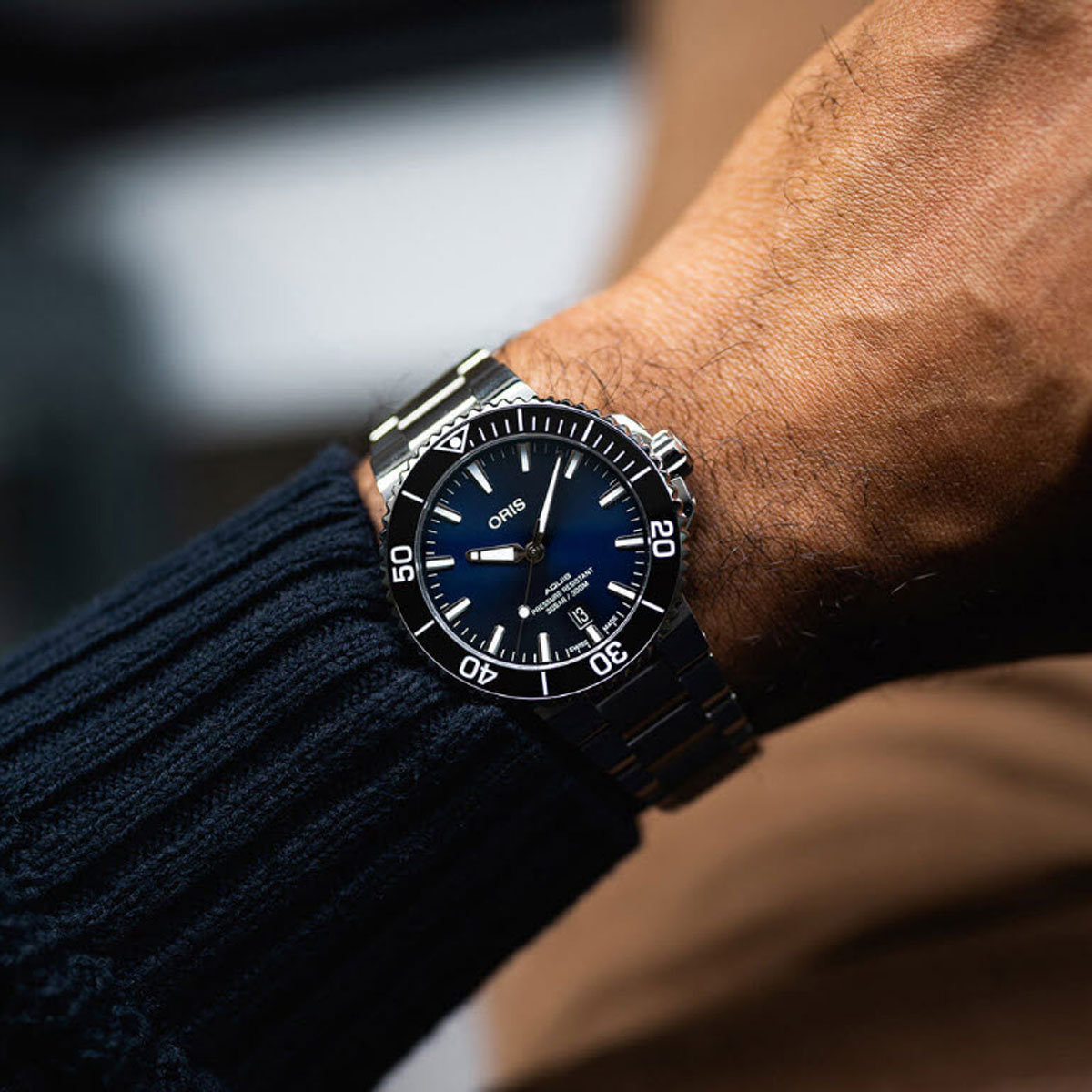 Oris Watches Aquis Date 41.5mm Watch, Navy Blue Dial