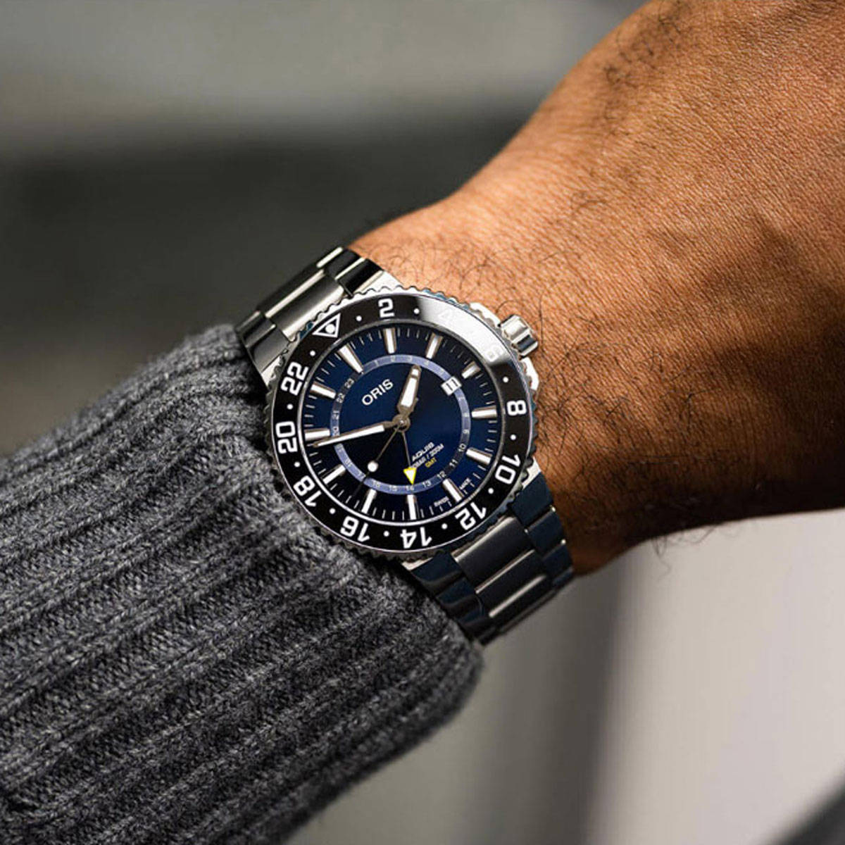 Oris Aquis GMT Date 43.5mm Watch, Navy Blue Dial