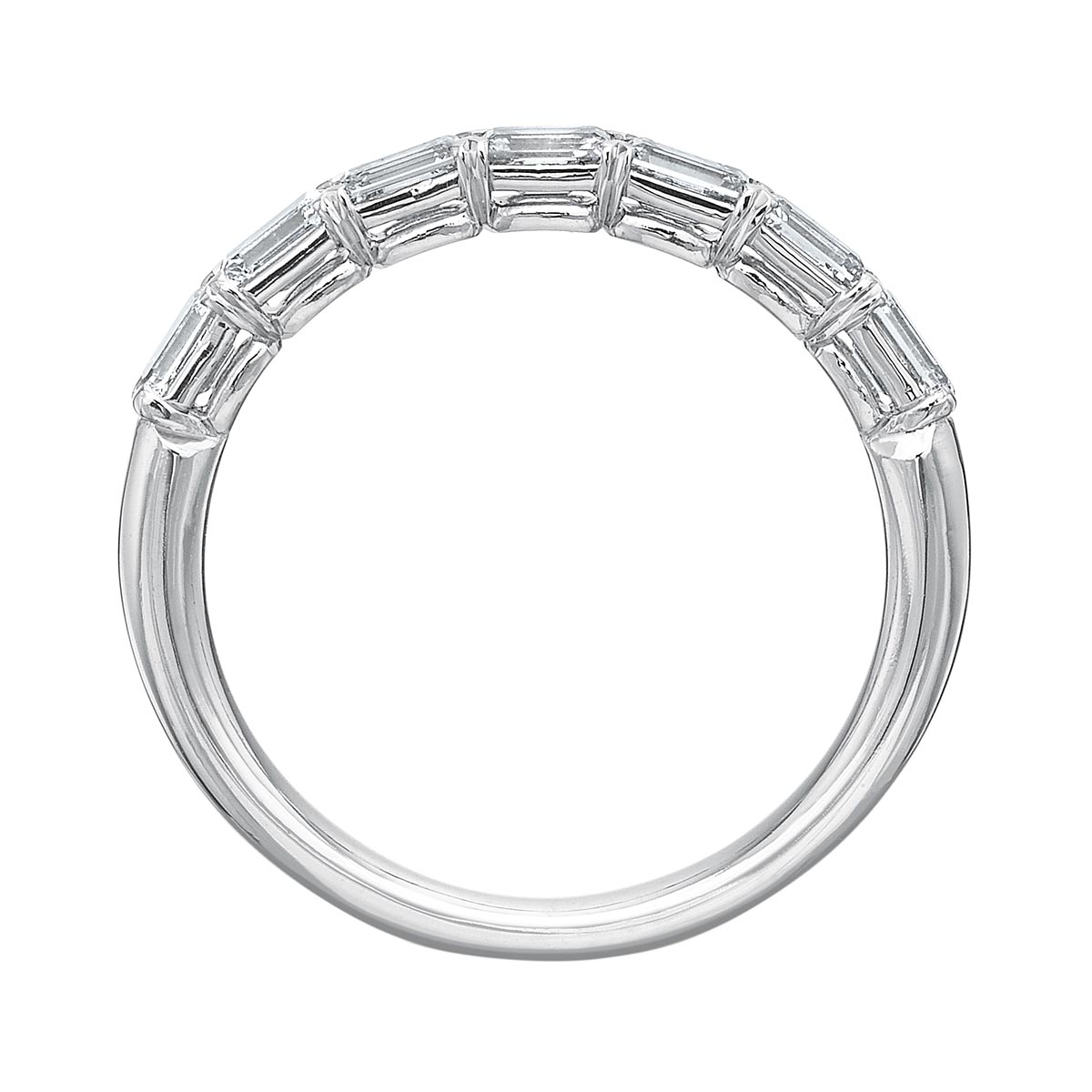 Emerald Cut Diamond Wedding Band in White Gold, 0.68 cttw