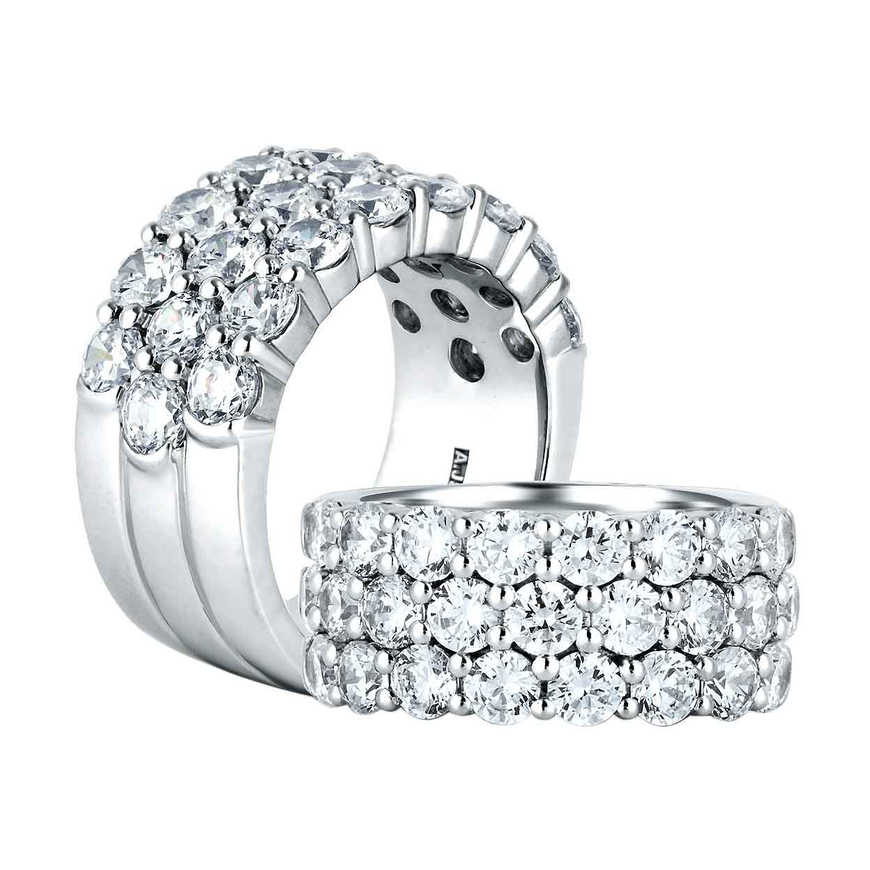 A. Jaffe Diamond Pavé 3 Row Wedding Band in White Gold, 2.08 cttw