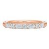 Round & Emerald Cut Diamond Alternating Wedding Band in Rose Gold