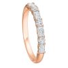 Round & Emerald Cut Diamond Alternating Wedding Band in Rose Gold