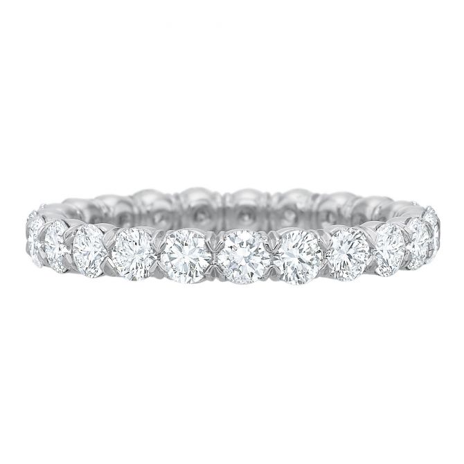 Round Diamond Eternity Wedding Band in White Gold, 1.52 cttw
