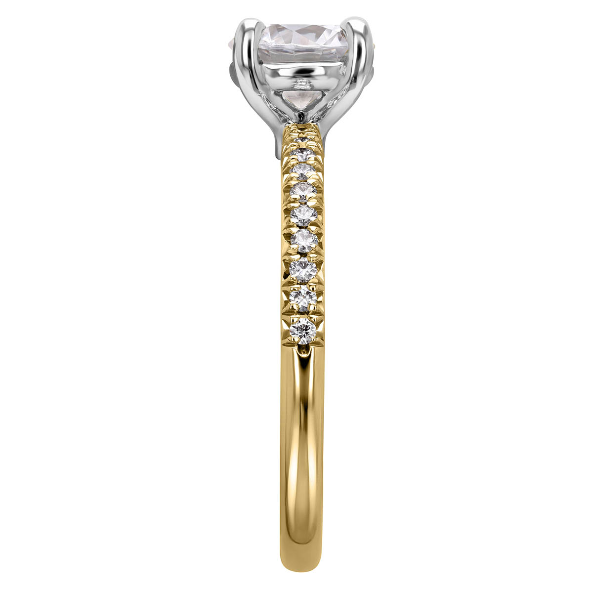 18K Gold Diamond Side Stone Engagement Ring Setting, 0.13 cttw