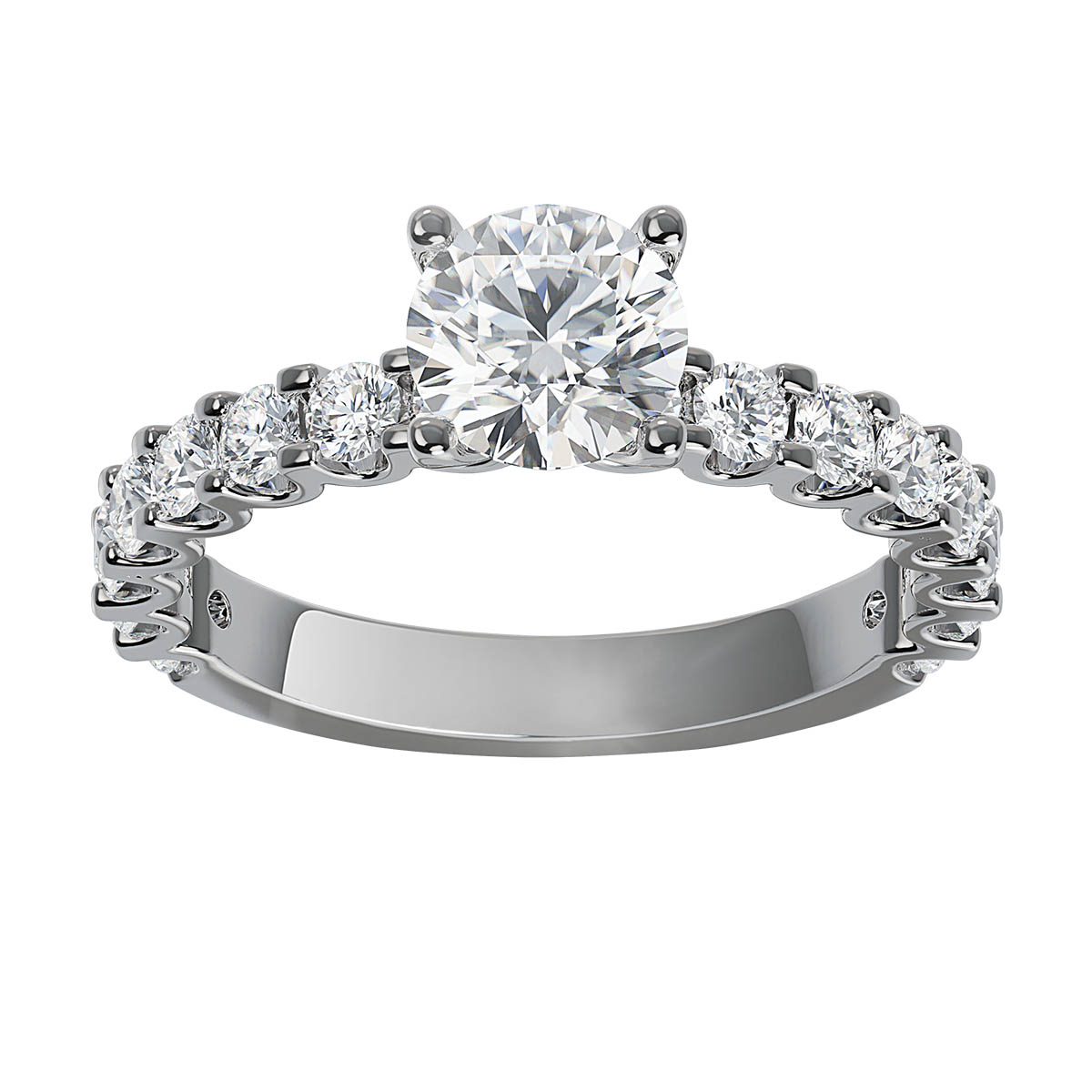 ALTR Lab Grown Diamond Scalloped Prong Side Stone Engagement Ring in White Gold