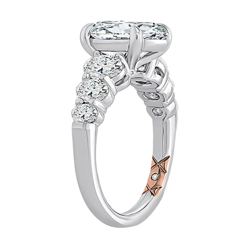 A. Jaffe Oval Diamond 6 Side Stone Engagement Ring Setting in White Gold