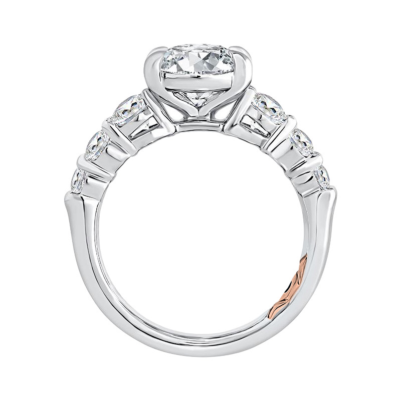A. Jaffe Oval Diamond 6 Side Stone Engagement Ring Setting in White Gold