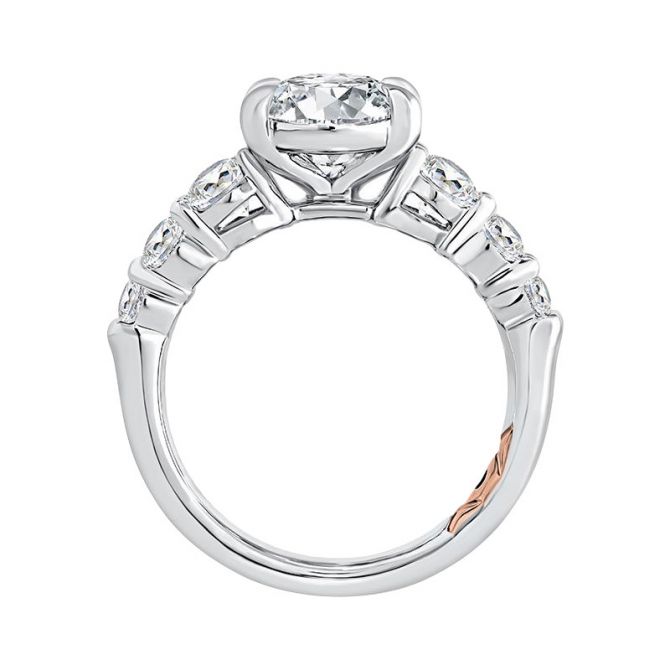 Jaffe Oval Diamond Side Stone Engagement Ring Setting in
