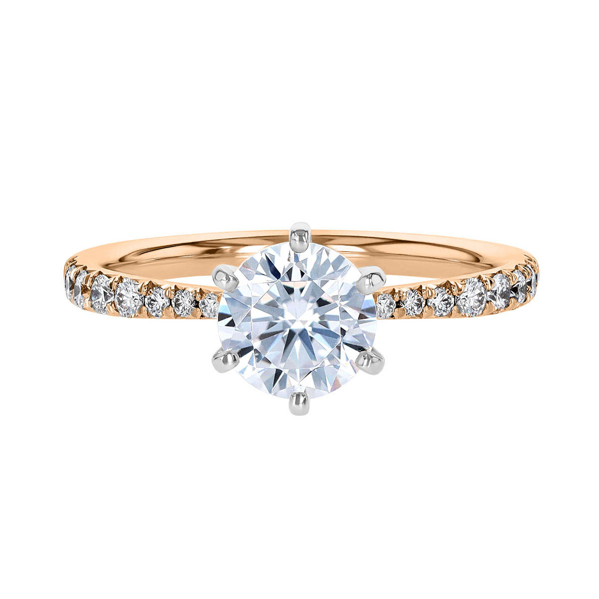 18K Gold Diamond Tapered 6 Prong Engagement Ring Setting