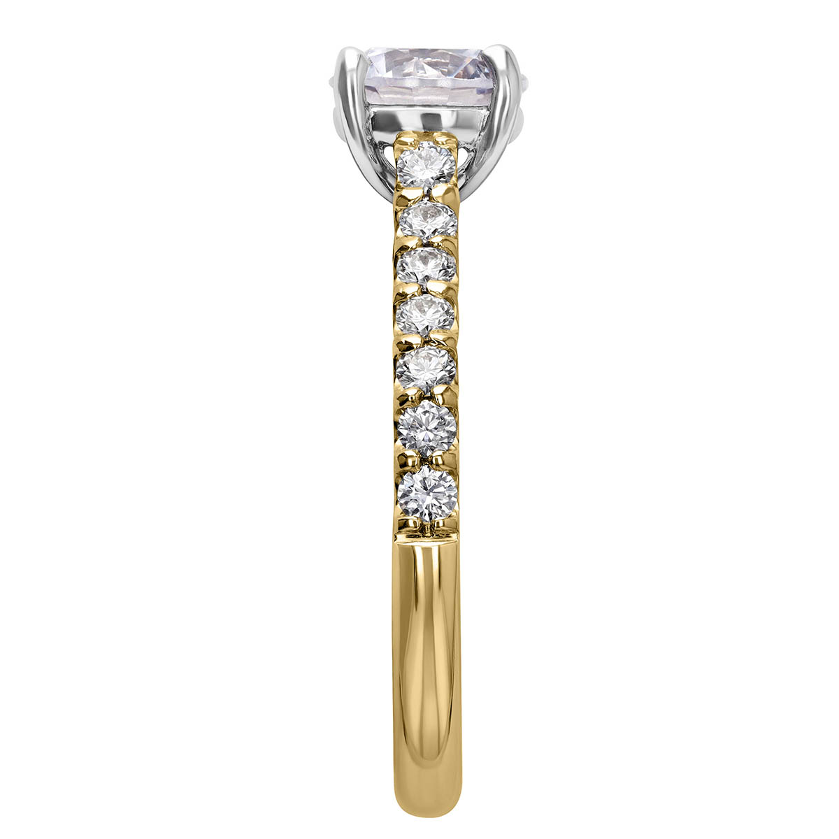 18K Gold Diamond Side Stone Cathedral Engagement Ring Setting