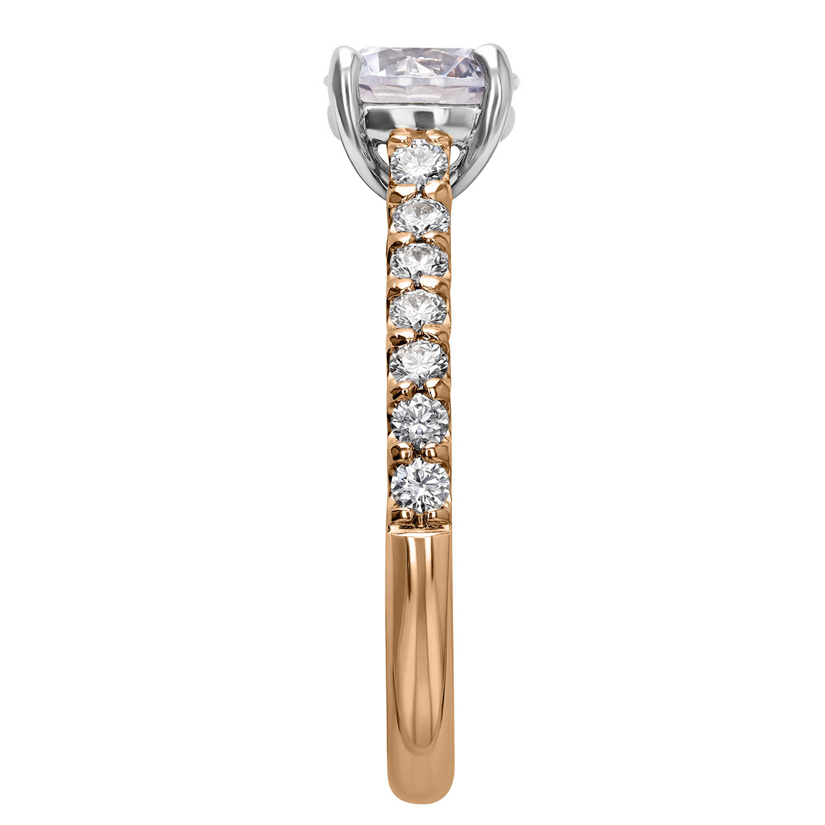 18K Gold Diamond Side Stone Cathedral Engagement Ring Setting